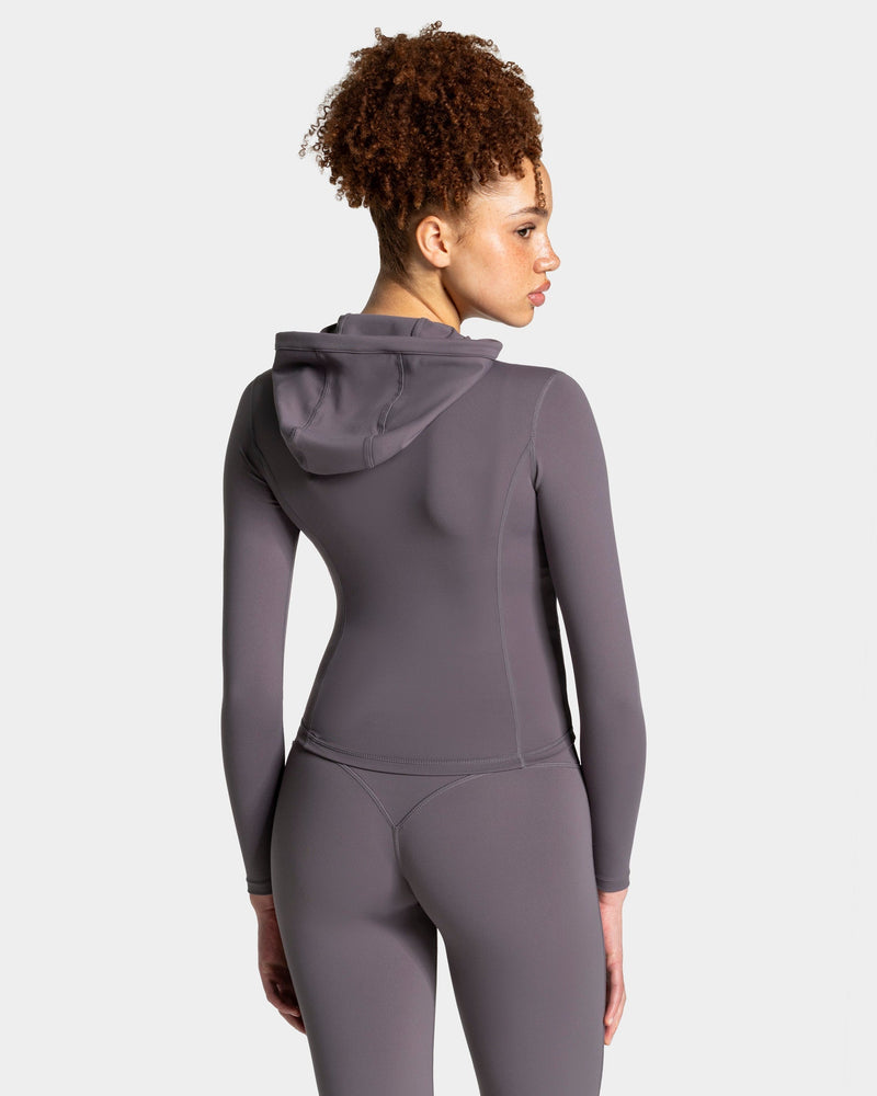 Veste de sport zippée sculptante à capuche Allrounder « graphite/dorée »