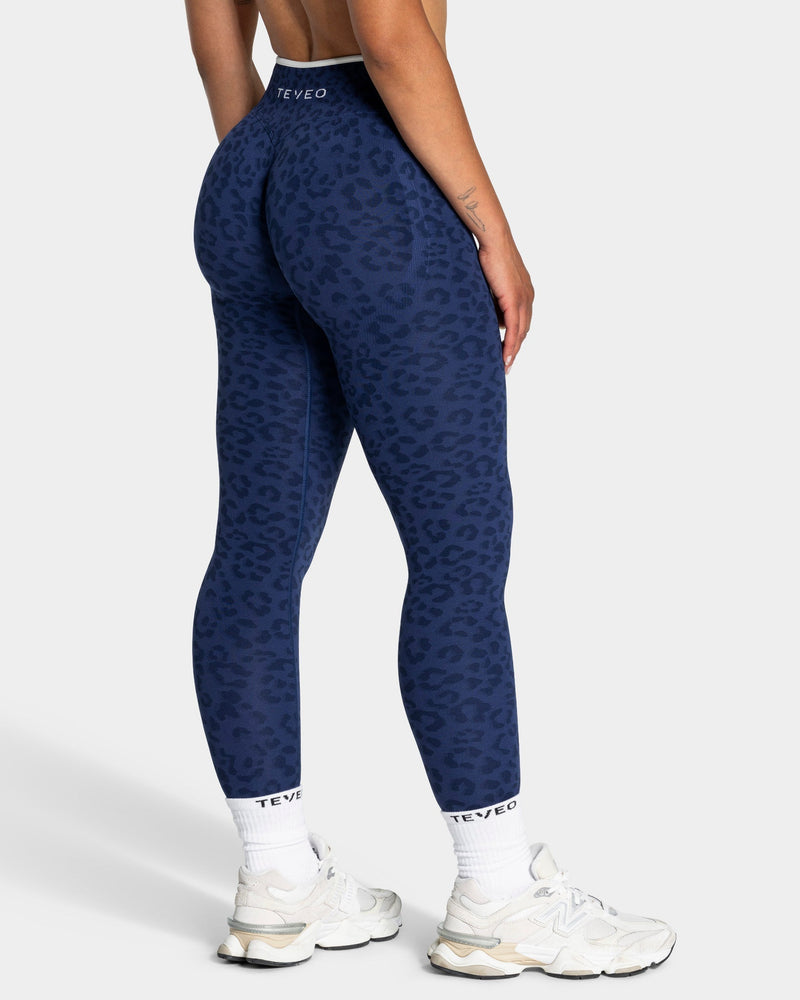 Legging Contrastline « Léopard bleu foncé »