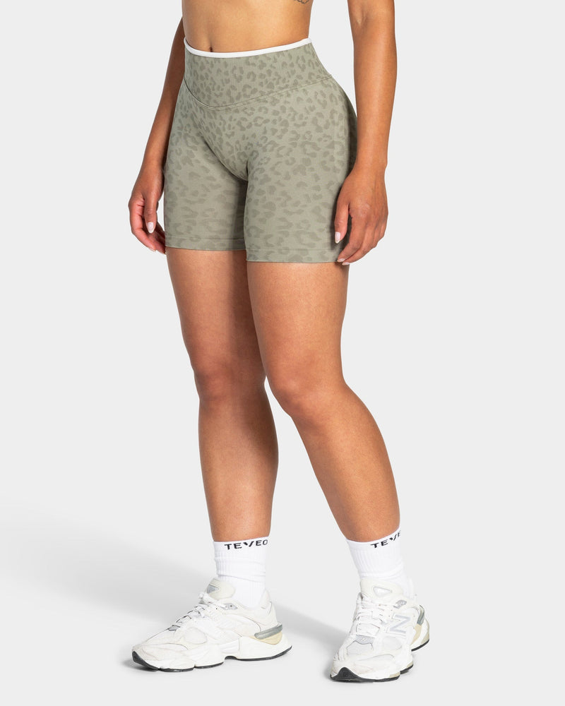 Short Sculpt Scrunch Contrastline « Léopard kaki »