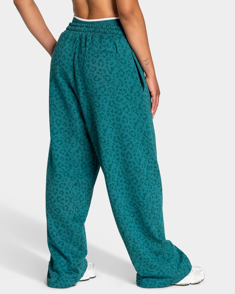 Pantalon de jogging Wide Leg Contrastline « Léopard Petrol »