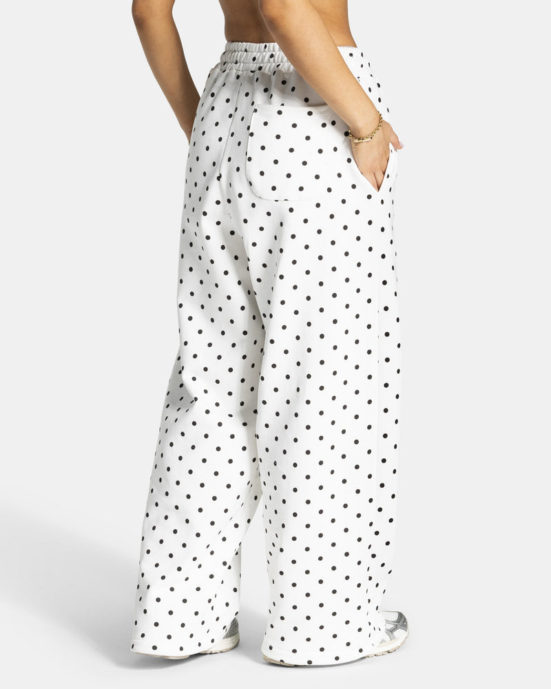 Pantalon de jogging Wide Leg Contrastline « blanc à pois »