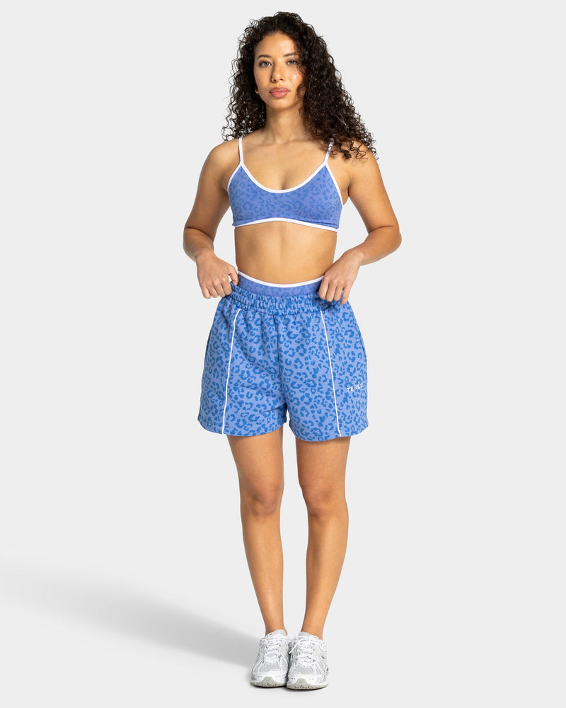 Oversize short Contrastline « Léopard Azure »