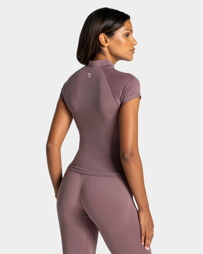 Haut zippé à manches courtes Lift « Mauve »