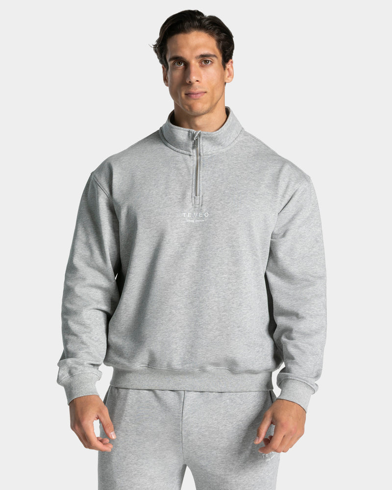 Sweat-shirt demi-zippé Lifting Journey « gris clair chiné »