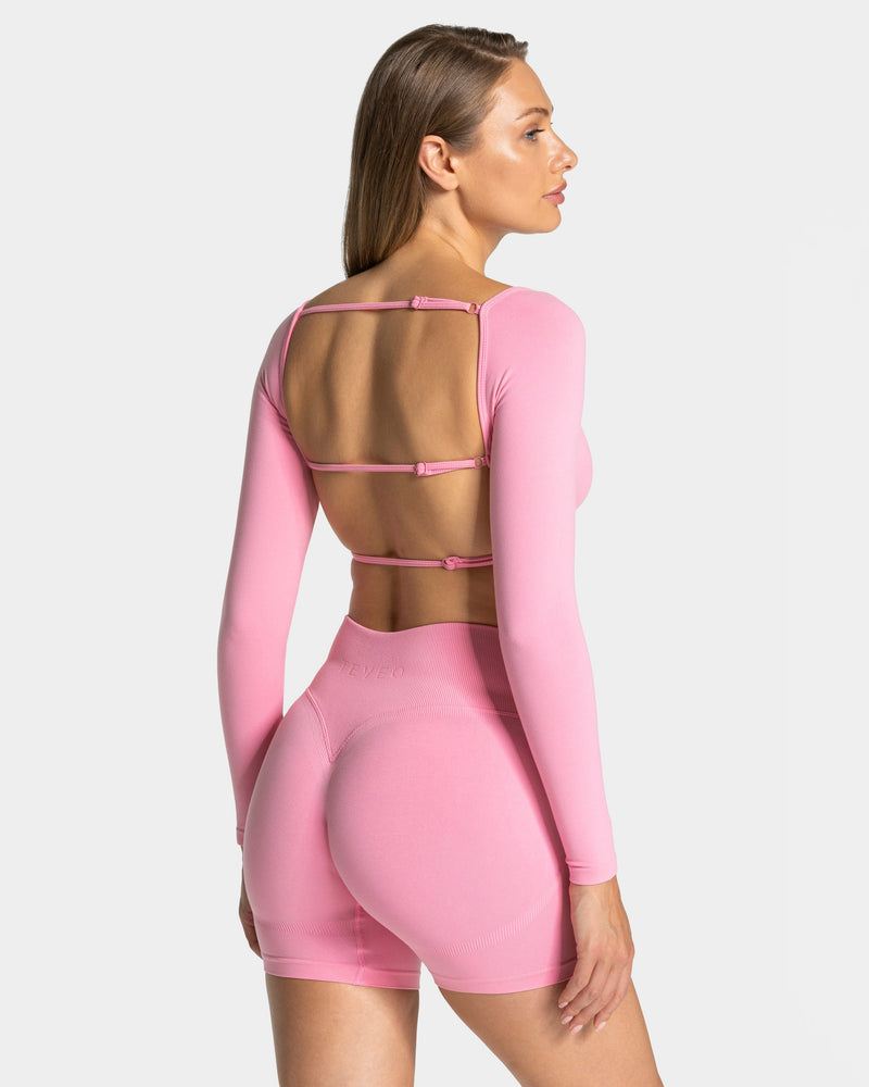 Haut à manches longues Backless Femme « rose »