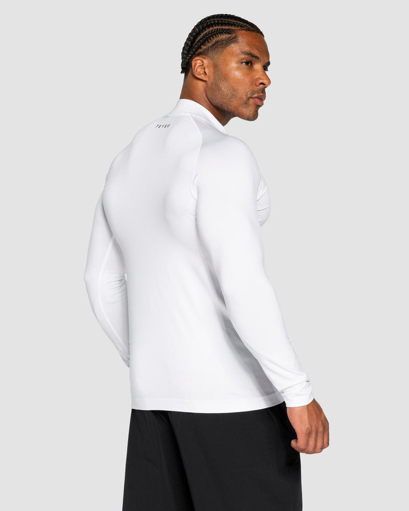 Haut à manches longues demi-zippé Workout sans coutures « blanc »