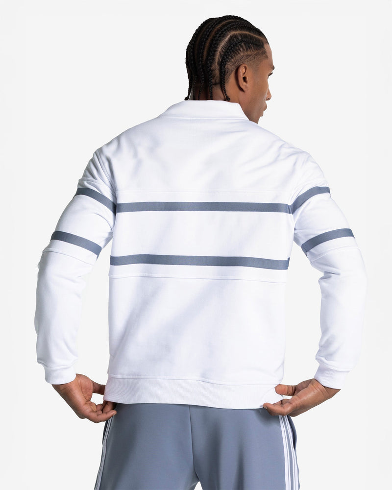 Sweat-shirt demi-zippé Club « blanc-bleu-acier »
