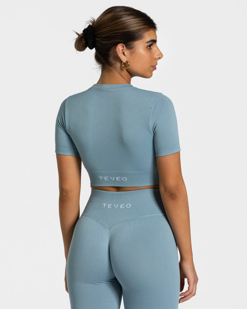 Crop top Sensation « bleu acier »