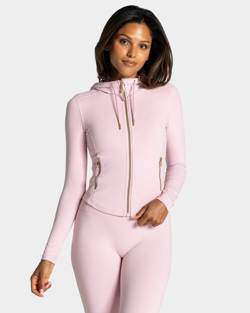 Veste de sport zippée sculptante à capuche Allrounder « rose/dorée »