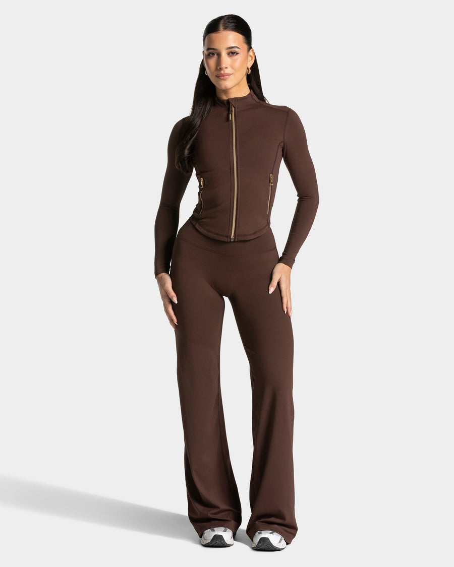 Veste de sport zippée sculptante Allrounder « Espresso - doré »