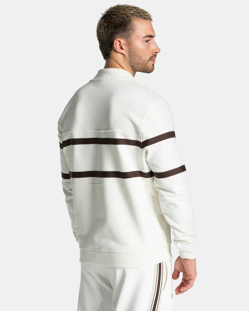 Sweat-shirt demi-zippé Club « blanc cassé-espresso »