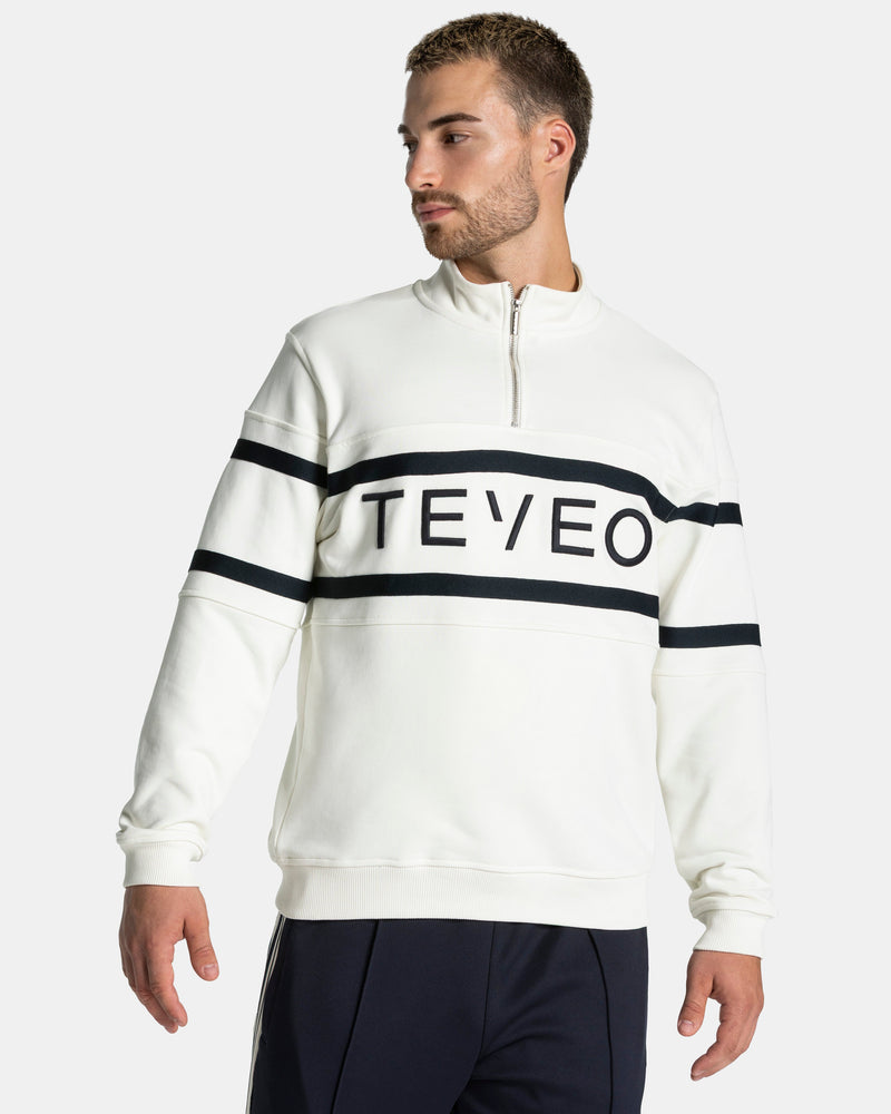 Sweat-shirt demi-zippé Club « blanc cassé-Midnight »