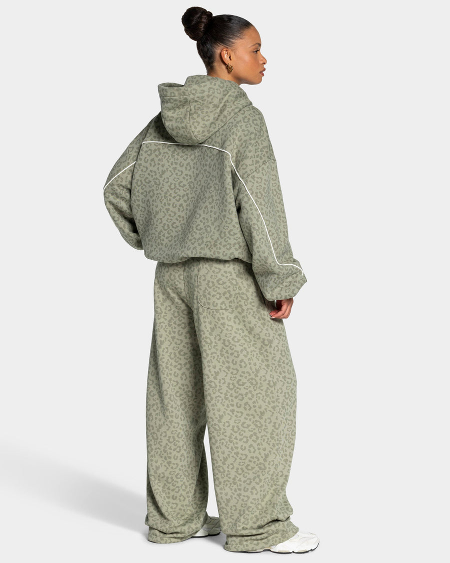 Sweat à capuche Contrastline « Léopard kaki »
