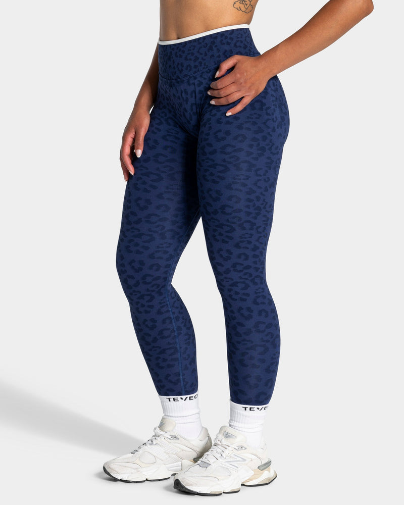 Legging Contrastline « Léopard bleu foncé »