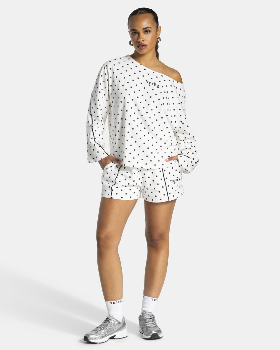 Short oversize Contrastline « blanc à pois »