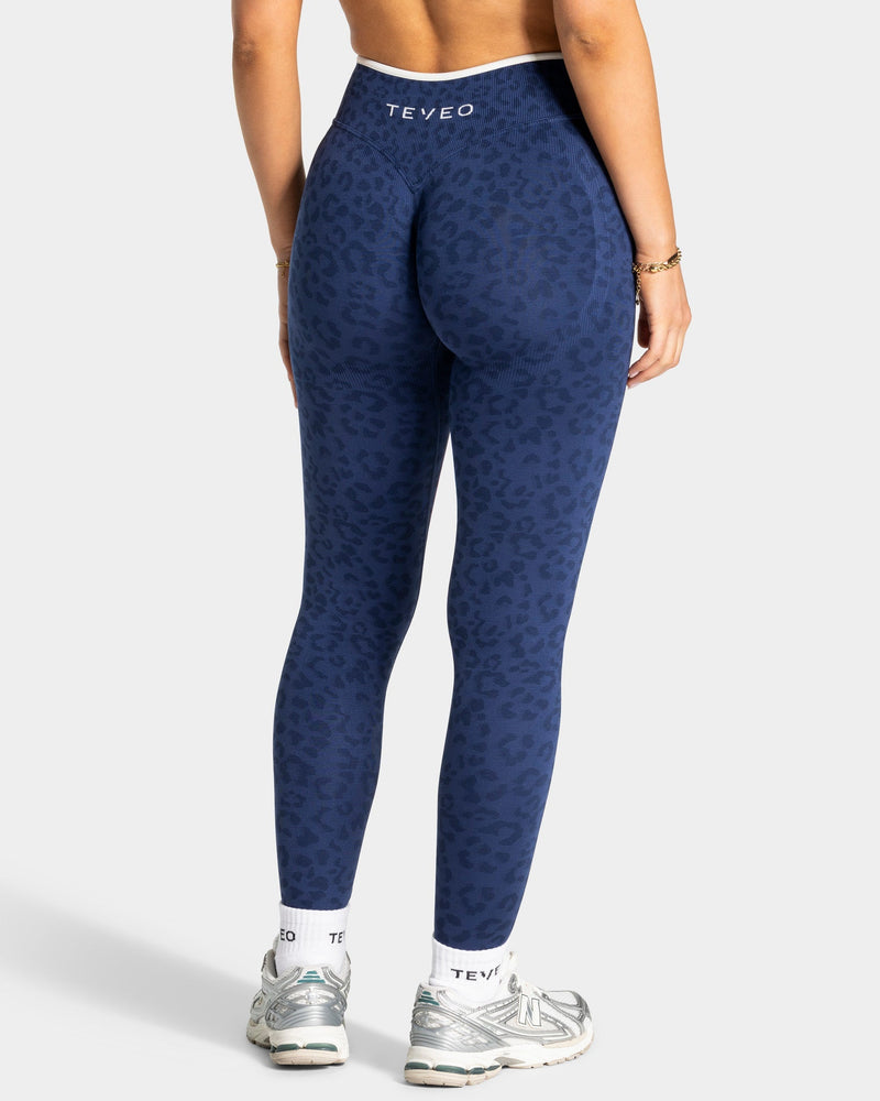 Legging Sculpt Scrunch Contrastline « Léopard bleu foncé »