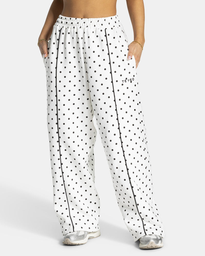 Pantalon de jogging Wide Leg Contrastline « blanc à pois »
