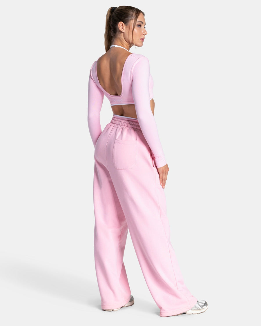 Pantalon de jogging Wide Leg Contrastline « True Pink »
