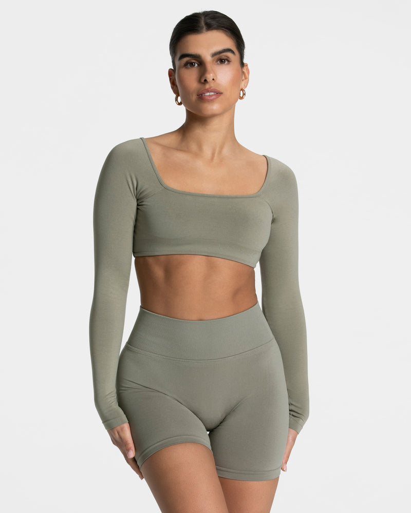 Haut à manches longues Femme Backless « kaki »