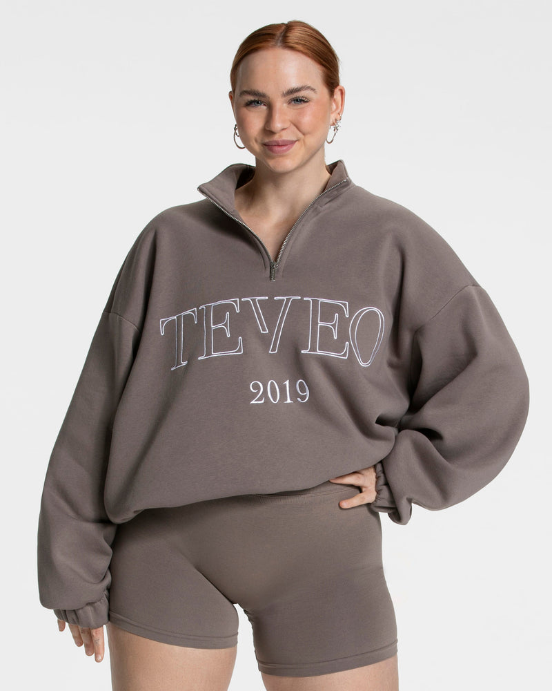 Sweat-shirt demi-zippé Femme « kaki »