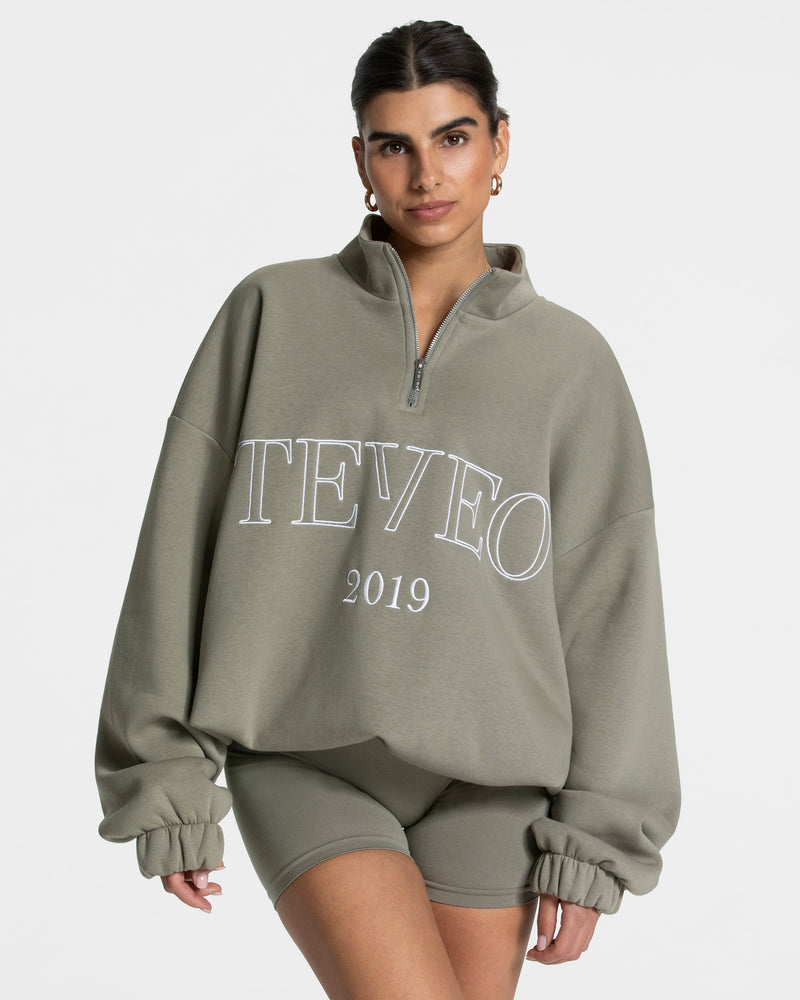 Sweat-shirt demi-zippé Femme « kaki »