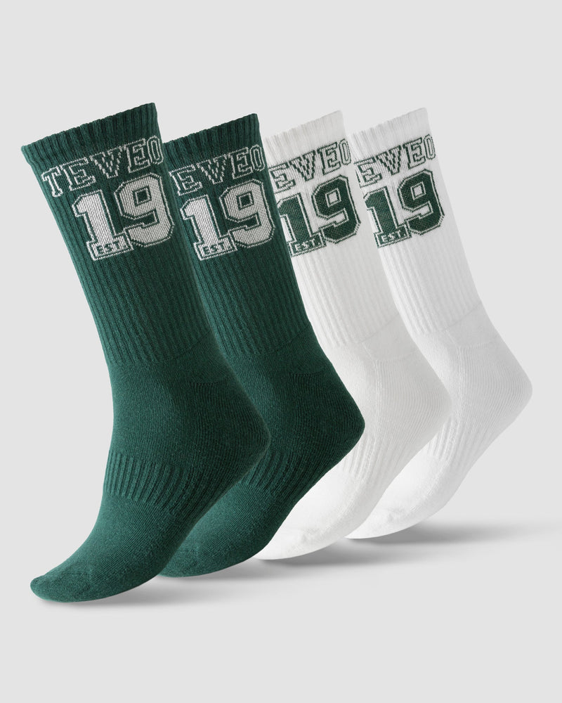 Chaussettes Football (2 paires) « Vert foncé/blanc cassé »