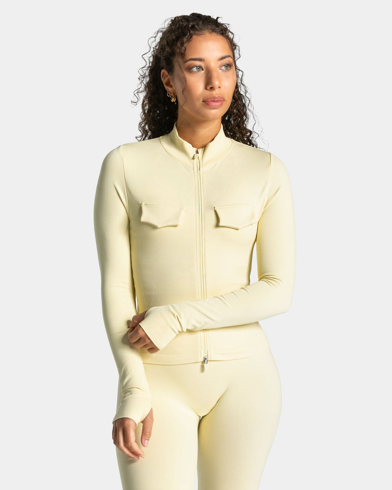 Veste de sport zippée cargo Lift « Butter Yellow »