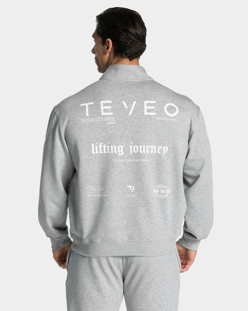 Sweat-shirt demi-zippé Lifting Journey « gris clair chiné »