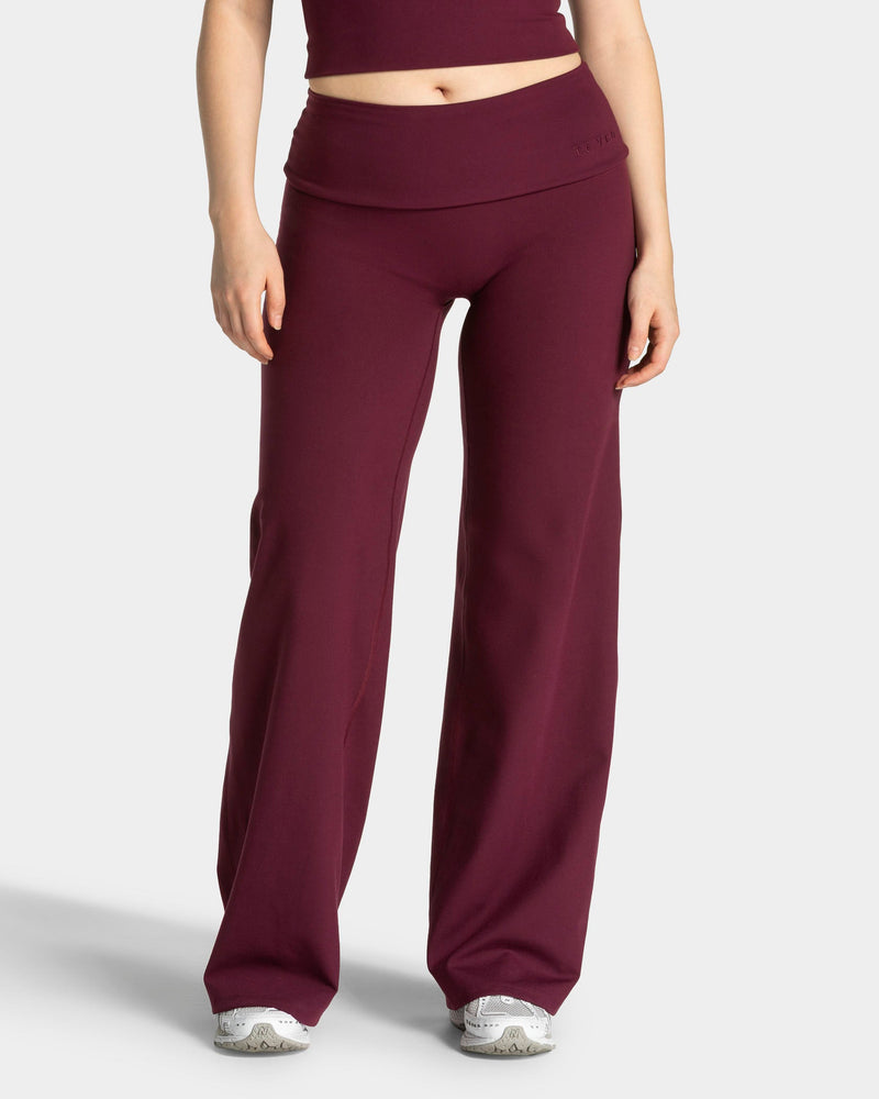 Pantalon à jambe droite Mellow Fold Over Regular « prune »