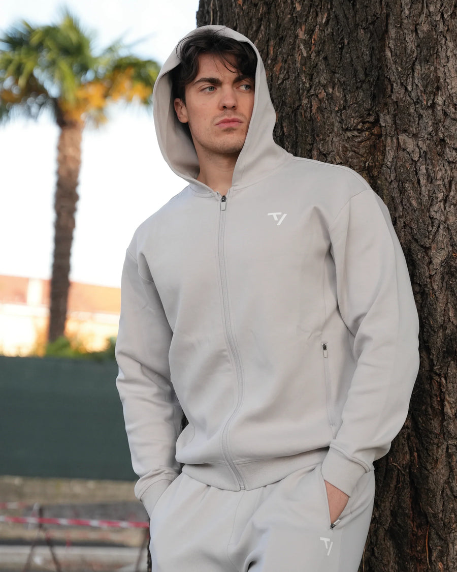 Sweat à capuche zippé Prime « Silver »