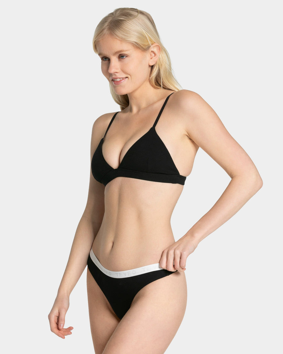 Tanga côtelé Soft « Noir »