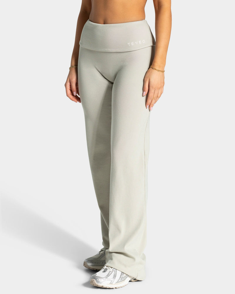 Pantalon côtelé à jambe droite longue Soft Foldover « pistache »