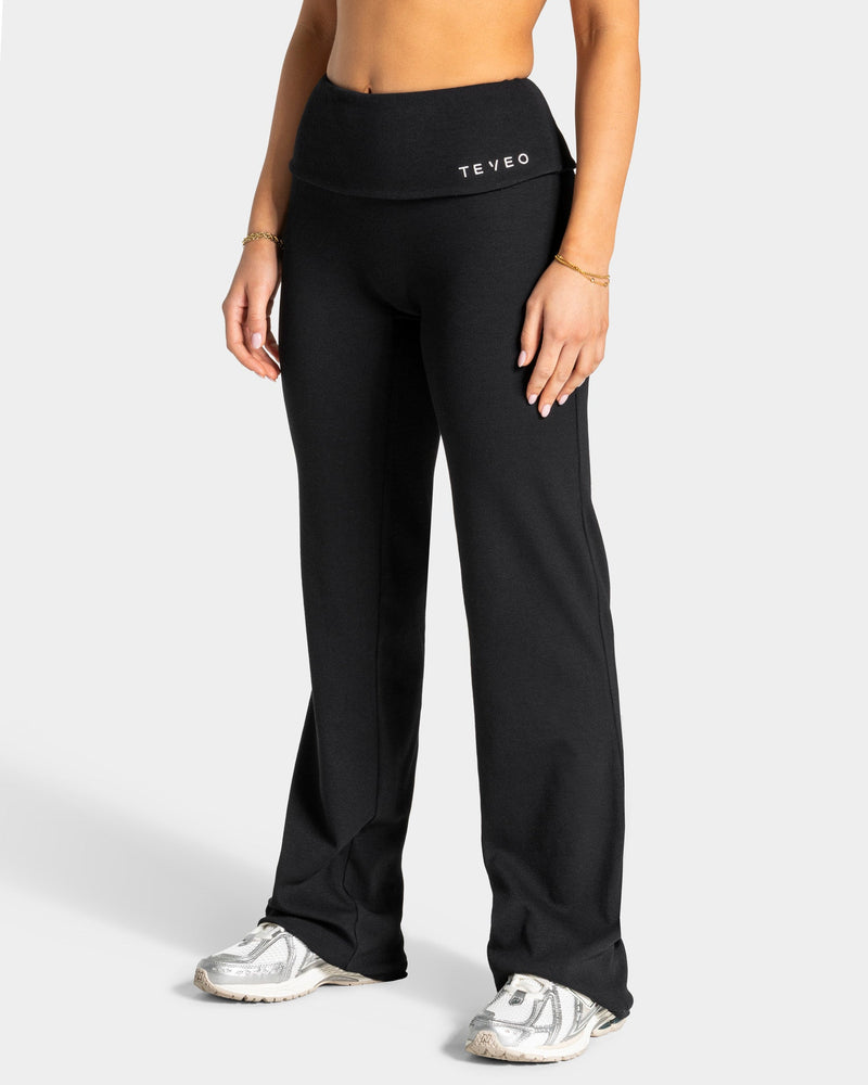 Pantalon côtelé à jambe droite longue Soft Foldover « noir »