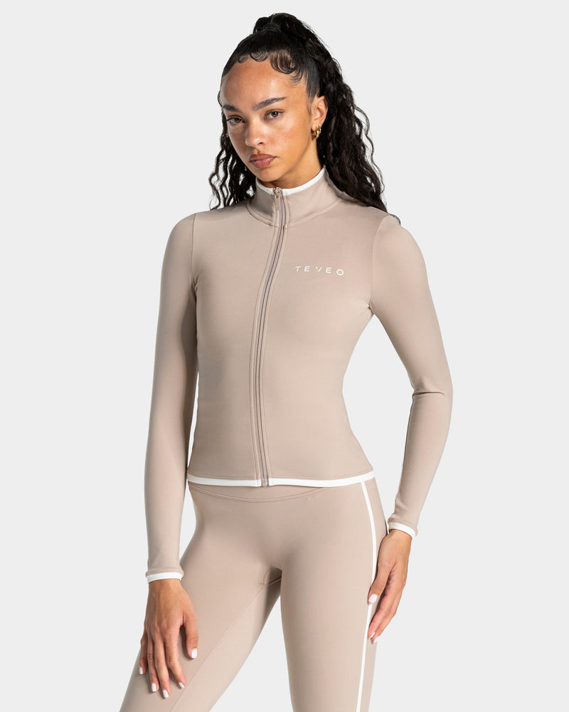Veste de sport zippée sculptante Soft « Cappuccino »