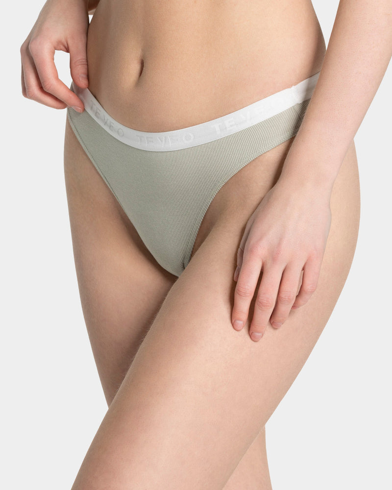 Tanga côtelé Soft « Pistache »