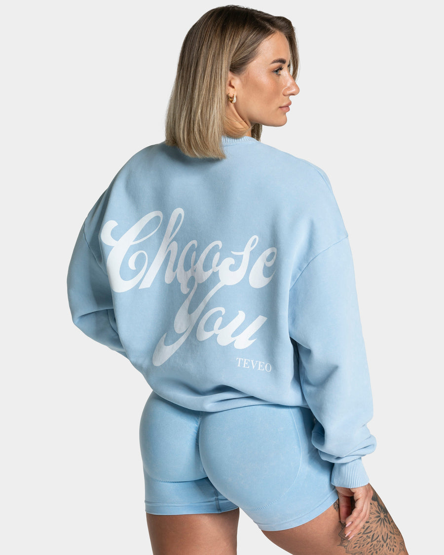 Sweat-shirt Acid oversize « bleu layette »