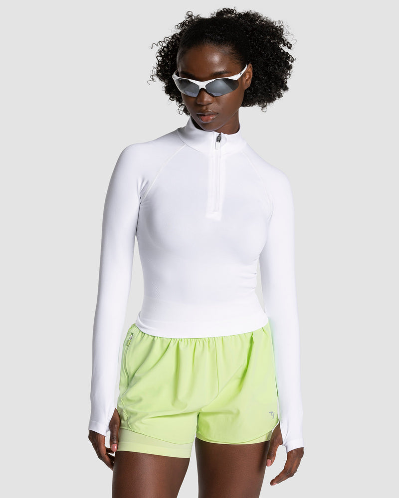 Half zip END Running « blanc »