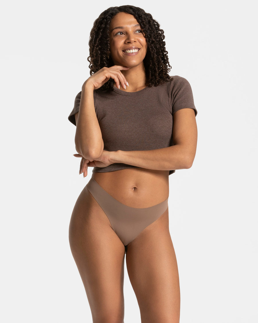 Tanga Seamless Padded (lot de 5) « cacao »