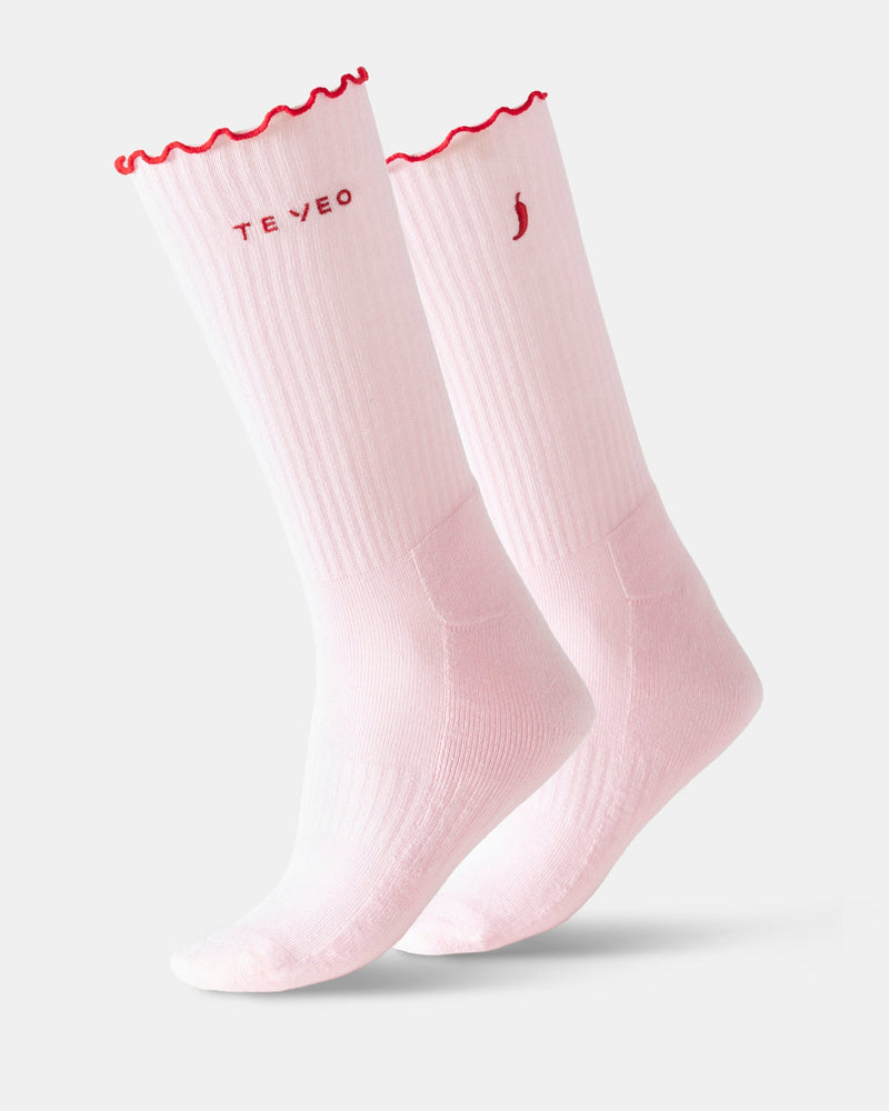 Chaussettes à volants Valentine (2 paires) « Rose Chili/blanc Chili »