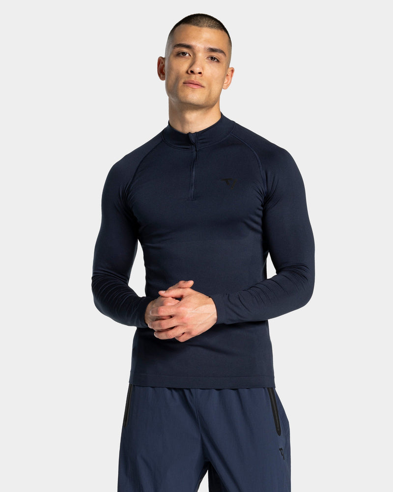 Haut à manches longues demi-zippé Workout sans coutures « Midnight »